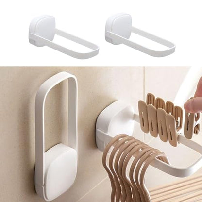 2 Pack Hanger Organizer Stacker Adhesive Foldable Clothes Hanger Holder Mini U Shaped Storage Stand Rack for Electric Dryer Closet Laundry Room Bathroom Washing Machine Organization