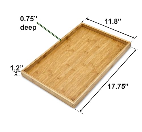 Natural Bamboo Serving Tray Platter 17.75 x 11.8 Rectangular, Bamboo - color: Bamboo, size: 17.8" x 11.8" x 1.2"