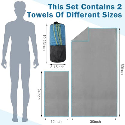 Oudain 4 Sets Quick Dry Towels 8 Pcs Drying 2 Sizes Microfiber Travel Towel for Camping Beach Hiking Yoga Swim Camping Gym and Travel with Mesh Bag