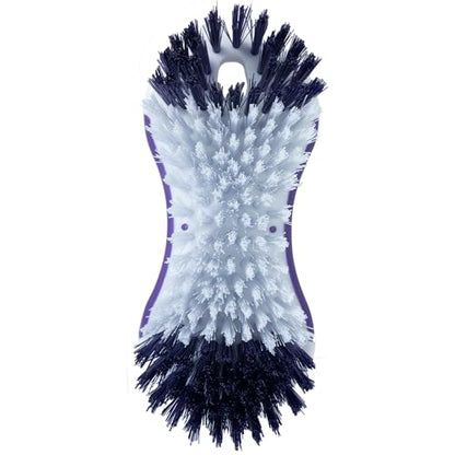 Fabuloso Cleaning Brush, Compact Hand Scrub Brush with Easy Grip Rubber Texture for Kitchen, Bathroom, Tile, Baseboards and Floors, Firm Bristles for Indoor Surface Cleaning, White & Purple, 6 Inch - size: Hand-Held Scrub Brush
