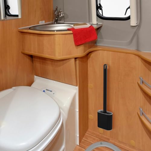 rv Essentials, RV Toilet Brush, Toilet Brush Silicone Won't Damage Toilets, Wall Mounted Toilet Brush-Anti-Roll, Anti-Drip Design, Suitable for RV Travel Trailers and Campers, Made by RVers for RVers - color: Black