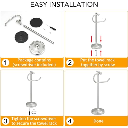 BESy 17 Inch Brushed Nickel Stand Towel Bar Hanger Hand Towel Bar Bathroom Vanity Countertop Towel Holder Free Standing Stainless Steel Towel Ring Hardware Accessories Towel Rack - color: Brushed Nickel