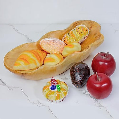 BTEOBFY Wooden Fruit Bowl Handcrafted Wood - Natural Fruit Basket for Kitchen Counter Display, Decorative Bowl for Apples, Oranges, Pineapples (15 Inch) - size: 15 inch