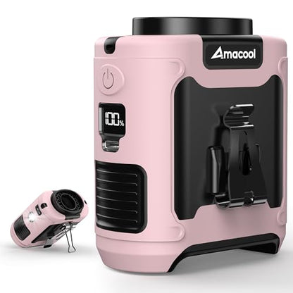 AMACOOL Portable Waist Fan Clip On, Gifts for Men Dad Husband, 10000mAh Rechargeable Wearable Shirt Fan, Powerful Belt Fans, Birthday Gifts for Women Jobsite Travel Camping Essentials 2026 - color: Pink