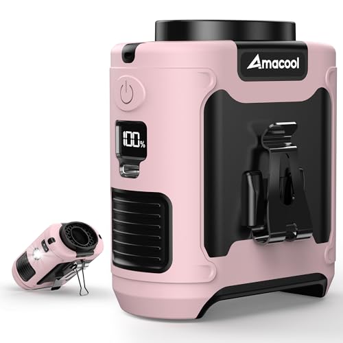 AMACOOL Portable Waist Fan Clip On, Gifts for Men Dad Husband, 10000mAh Rechargeable Wearable Shirt Fan, Powerful Belt Fans, Birthday Gifts for Women Jobsite Travel Camping Essentials 2026 - color: Pink