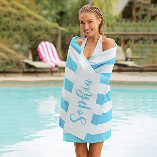 Personalized Beach Towel Graduated Gifts for Students Custom Microfiber Beach Towels with Name Sand Free Pool Towel Quick Dry Blanket Stripes Print Beach Towels for Adults 30x60 Inch-Light Blue - color: Light Blue