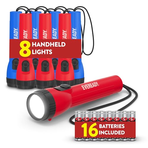 EVEREADY LED Flashlights (8-Pack), Bright Flashlights for Emergencies and Camping Gear, Flash Light with AA Batteries Included, Red/Blue (8-Pack) - color: Blue/Red, size: 8 Pack