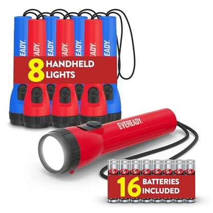 EVEREADY LED Flashlights (8-Pack), Bright Flashlights for Emergencies and Camping Gear, Flash Light with AA Batteries Included, Red/Blue (8-Pack) - color: Blue/Red, size: 8 Pack