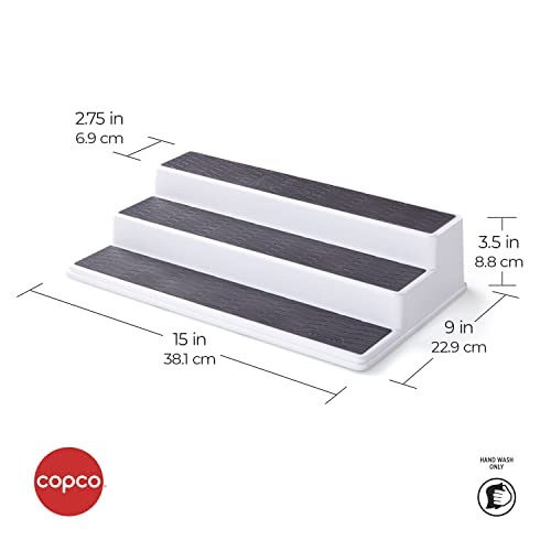 Copco 3-Tier Spice Rack Organizer for Cabinet - 15 Inch Non-Skid Pantry Organizer and Storage Shelf for Spices, Canned Goods, Seasonings - White and Gray Kitchen Cabinet Organizer - size: 15-Inch