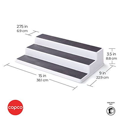 Copco 3-Tier Spice Rack Organizer for Cabinet - 15 Inch Non-Skid Pantry Organizer and Storage Shelf for Spices, Canned Goods, Seasonings - White and Gray Kitchen Cabinet Organizer - size: 15-Inch