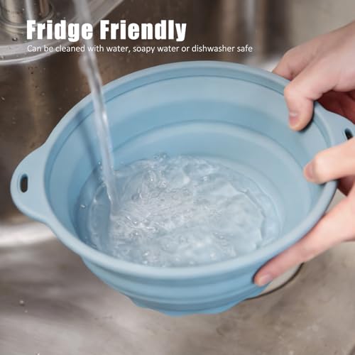 Collapsible Silicone Mixing Bowl - 1800ml(60 fl oz) - BPA Free, Dishwasher Safe, Non-Slip Base Space Saving for Kitchen, Camping & Travel (Blue) - color: Gray