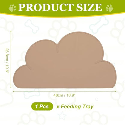 Silicone Pet Feeding Mat, Waterproof Dog Cat Food Bowl Placemat Tray Anti-Slip with Raised Edge Foldable Heat-Resistant (Light Brown, Cloud Shape), Intended for Cat Dog Water Bowl - color: Light Brown