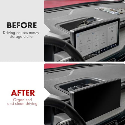 Mabett Dashboard Storage Organizer for Ford Maverick 2025 2026 Anti-Slip Dash Panel Tray with Dedicated Sunglasses Compartment Behind Screen Maverick Accessories(Not 2022-2024 model)