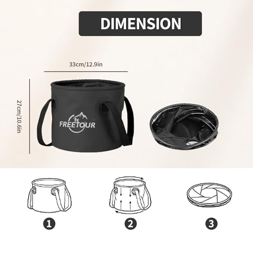 Baiao Collapsible Bucket 5 Gallon, Portable Collapsible Bucket with Handle, Folding Water Container for Fishing Camping Beach Hiking Home Travel Car Washing(Black 20L) - color: Black