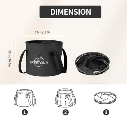Baiao Collapsible Bucket 5 Gallon, Portable Collapsible Bucket with Handle, Folding Water Container for Fishing Camping Beach Hiking Home Travel Car Washing(Black 20L) - color: Black