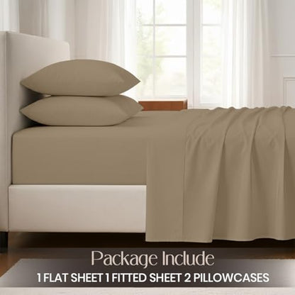 SGI bedding 100% Egyptian Cotton Sheets Queen Size – Cooling Sheets, Soft Breathable Taupe Bedding, Luxury Bedding, Luxury Hotel Sheet Set, Deep Pocket 16", 4 Piece Set - color: 06 - Taupe, size: Queen