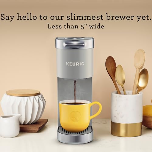 Keurig K-Mini Plus Single Serve K-Cup Pod Coffee Maker, with 6 to 12oz Brew Size, Stores up to 9 K-Cup Pods, Travel Mug Friendly, Studio Gray