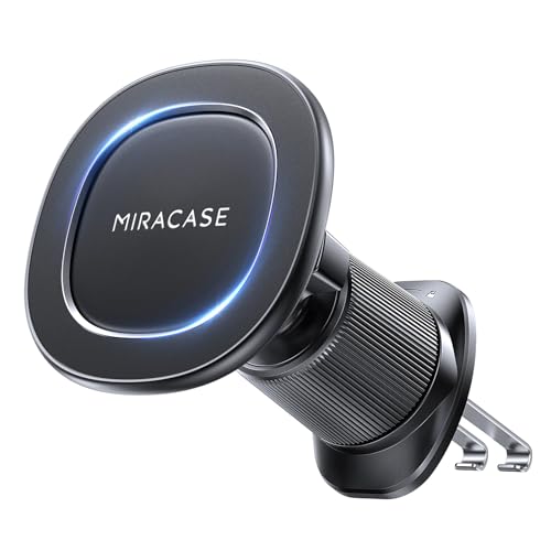 Miracase Car Phone Holder for Magsafe [Super Strong Magnets] Magnetic Phone Holders for Your Car, 360°Adjustable Air Vent Hands Free Cell Phone Mount Cradle (Matte Black, Regular) - color: Matte Black