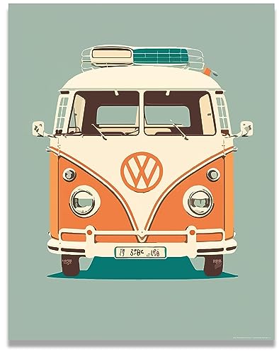 Inspirational Wall Art Co. - Retro VW Van | Retro Volkswagen Poster - Vintage Beach Poster - Beach Surf Poster - Vintage Beach Prints - Pictures For Beach House | 11x14 Inches Unframed - color: Sand and Sun