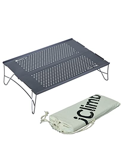 iClimb Mini Solo Folding Table Ultralight Compact for Backpacking Camping Hiking Beach Picnic (Gunmetal, S) - color: Gunmetal, size: Small