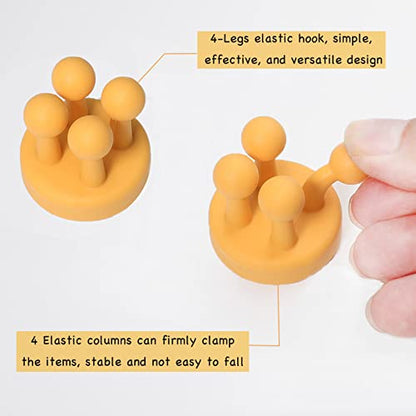 iBetterLife Silicone Toothbrush Shower Holder - 6Pcs Self Adhesive Wall Mounted Single Hook for Hanging Tooth Brushing, Functional Utility Plug Holder for Bathroom Kitchen Living Room Office, Yellow - color: Yellow