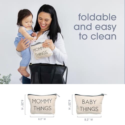 Pearhead Mommy and Baby Things Pouch Set, Canvas Zipper Organizer Bags for Diaper Bag and Travel, Cosmetic and Makeup Bag for Mom - color: Mommy and Baby Travel Pouches