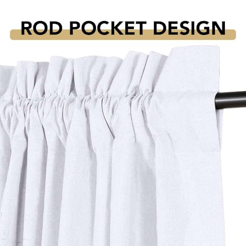 H.VERSAILTEX Linen Look 100% Blackout Curtains 45 Inches Long for Bedroom Rod Pocket 42 Inches Wide Linen Textured Thick Window Curtain Drapes with White Backing, Bright White, 2 Panels - color: Bright White, size: 42"W x 45"L (Pack of 2)
