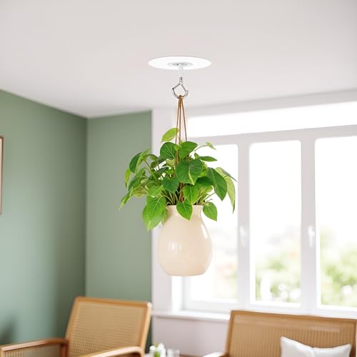 JJLFresheners Adhesive Ceiling Hooks with Safety Clasp, Stick-On Wall Hooks for Plants, Wind Chimes, Home Storage and Bathroom Decor