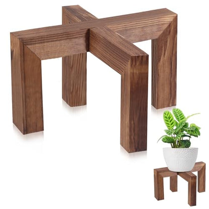Vigordream Plant Stand, Indoor/Outdoor Wood Plant Holder, Single Flower Pot Stand, Sturdy Planter Stand (Walnut, Fit 8-15inch pots) - size: Fit 8-15inch pots