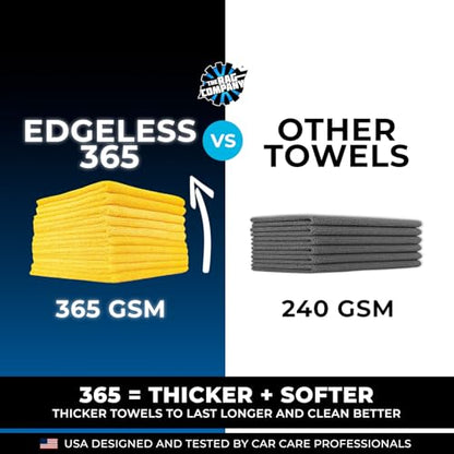 The Rag Company - Edgeless 365 Microfiber Towels (10-Pack) Premium 70/30 Blend, Professional Polishing, Wax Removal, Auto Detailing, 365gsm, 16in x 16in, Gold - color: Gold