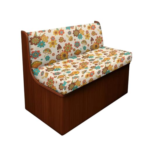 Fall Mushroom Floral RV Dinette Cushion Slipcovers Stretch Camper Booth Seats Replacement Cover RV Sofa Furniture Protector-Bench & Backrest Covers, 2Sets - color: Fall Mushroom Floral