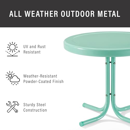 Crosley Furniture Griffith Weather Resistant Retro Metal Outdoor Side Table for Patio, Deck, Porch, Aqua - color: Aqua