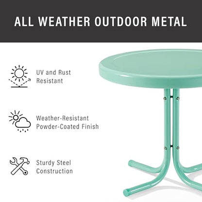 Crosley Furniture Griffith Weather Resistant Retro Metal Outdoor Side Table for Patio, Deck, Porch, Aqua - color: Aqua