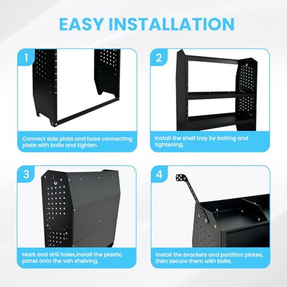 Cargo Van Shelving Storage System Low/Mid/High Roof Steel Van Shelves Fit for Ford Transit,GMC,NV,Chevy Express, Promaster,Sprinter and Metris,32" W x 46" H x 13" D - size: 32" W x 46" H x 13" D