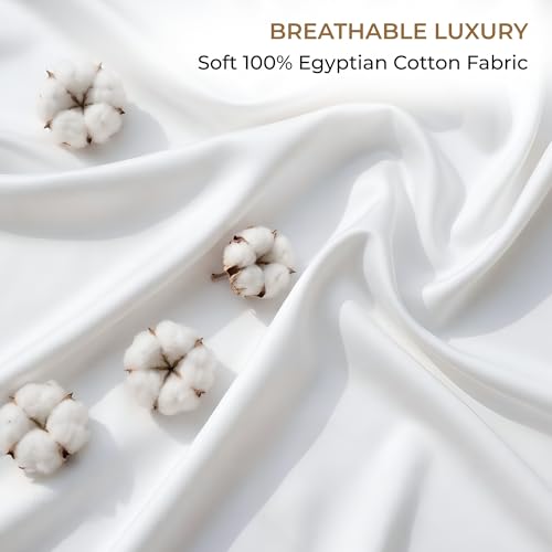 SGI bedding 100% Egyptian Cotton Sheets RV King Size – 600 Thread Count Sheets Set, Soft, Cooling, 15" Deep Pocket, Luxury Hotel Bedding, Breathable, Durable - White - color: 01 - White, size: RV King