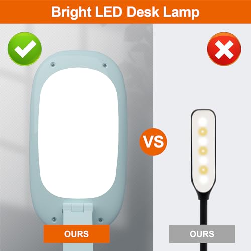 Akejrym LED Desk Lamp for Office Home & Battery Operated Lamp Rechargeable Lamp Foldable & Portable Light, [2-Fold Bracket] 3 Brightness Dimmable Small Desk Lamp Wireless Reading Lamp (Green) - color: Green