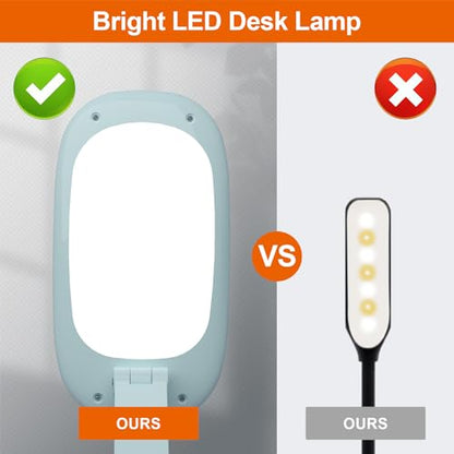 Akejrym LED Desk Lamp for Office Home & Battery Operated Lamp Rechargeable Lamp Foldable & Portable Light, [2-Fold Bracket] 3 Brightness Dimmable Small Desk Lamp Wireless Reading Lamp (Green) - color: Green