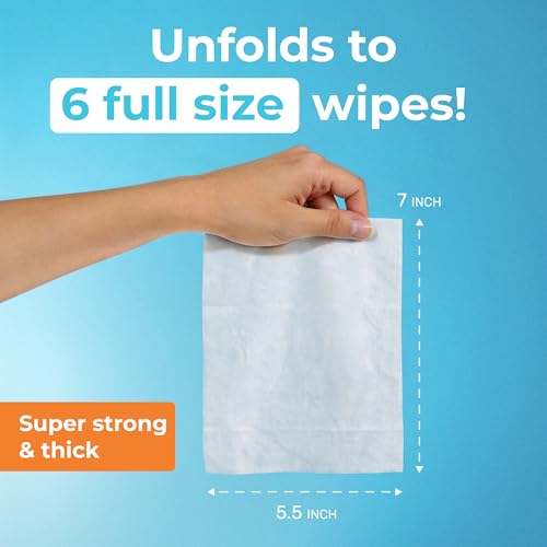 Impossibly Compact Travel Flushable Wipes - 99.5% Water and Aloe - Safe for Sensitive Skin & Hypoallergenic - Travel Essentials for Adults & Kids, Unscented, 24 Pack 144 Wipes - size: 6 Count (Pack of 24)