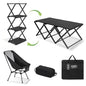 Camping Table and Chairs Set, 2-in-1 Aluminum Folding Table with 3-Tier Storage Rack, Heavy Duty Portable Camp Kitchen for Outdoor, Camping, Hiking, Beach - size: Aluminum Table
