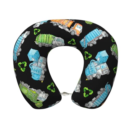 Recycling Trucks Travel Pillow Comfortable Soft Memory Foam Neck Pillow for Travel Airplane Driving Office - color: Color-10