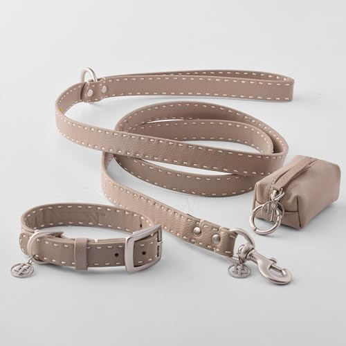 Rein - The Recycled Vegan Leather Pouch Durable Heavy Duty Bag Holder, Leash Attachment Made With Sustainable Materials, Custom Hardware for Small, Medium & Large Dogs, Dappled Cashmere - color: Dappled Cashmere, size: One Size