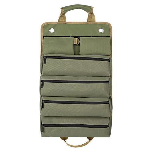 Roll-Up Automotive Tool Organizer for Ram ProMaster 2014-2025 Van 3-Seater, Oxford Storage Bag with 6 Pockets Space Saving Design for Car Trunk,Green - color: Green