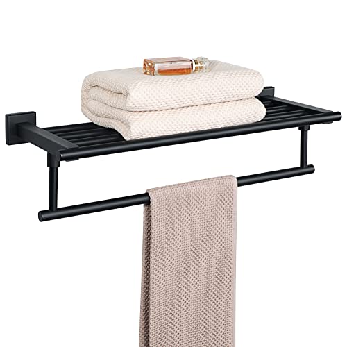 Alise 20 Inch Towel Racks for Bathroom Wall Mounted,Bathroom Towel Rack with Tower Bar,Double Towel Racks for Bathroom,SUS304 Stainless Steel Bathroom Towel Holder Matte Black - color: Matte Black, size: 20-Inch