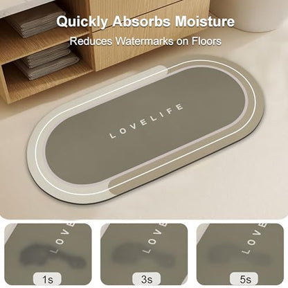 Rubber Bath mats Quick-Drying Non-Slip Bathroom mat Super Absorbent Bath mat Instant Dry Bath mat, Bathroom Rug in Front of The Kitchen Sink, Shower Room, Bathtub, Oval(Beige+17x59in) - color: Beige, size: 17x59in