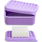 Portable Leakproof Travel Soap Case, Silicone Travel Soap Case, Compact Soap Holder with Drainage Layer, Travel Soap Holder for Camping, Gym, Outdoor (Light-Purple) - color: Light-purple