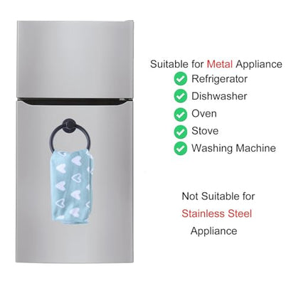 Magnetic Towel Holder for Refrigerator, Magnet Towel Ring Hand Towel Bar Hook Hanger for Fridge, Kitchen Dishwasher, Stove, Oven, Sink, Laundry Washer, Dryer, Black