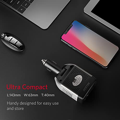BESTEK 75W Power Inverter DC 12V to 110V AC Car Inverter Power Converter - color: black