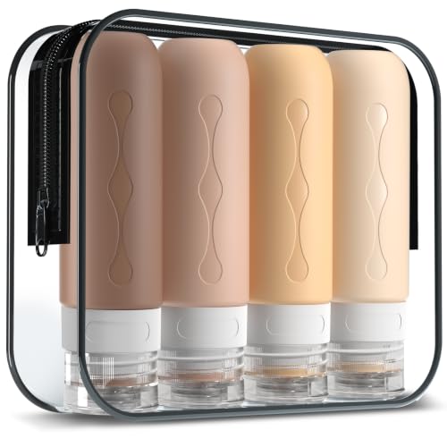 Gemice Travel Bottles for Toiletries Tsa Approved Travel 3oz Size Containers BPA Free Leak Proof Travel Tubs Refillable Liquid Travel Accessories for Cometic Shampoo and Lotion Soap - color: Cream, size: 3oz (90ml)