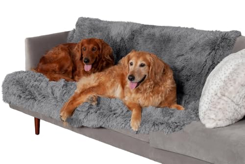Furhaven Waterproof Throw Blanket for Dogs & Indoor Cats, Washable - Shaggy Plush Calming Long Faux Fur & Velvet Dog Blanket - Gray, XL - color: Gray, size: X-Large