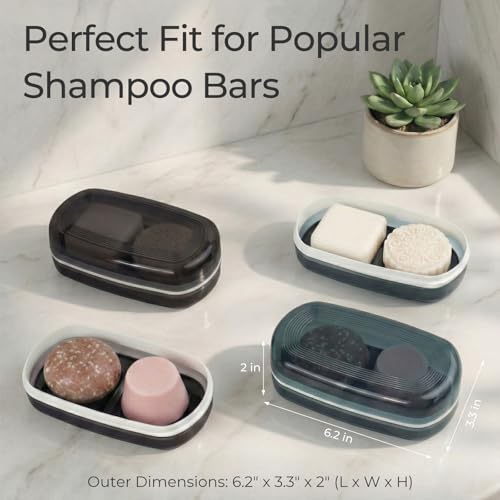 AIMAIAIMAI Shampoo Bar Holder Travel Case for Two Bars – Compatible with Kitsch Solid Shampoo & Conditioner Bars, Large Soap Container for Bathroom or Travel (Blue Style A-Large) - color: Blue Style A-large